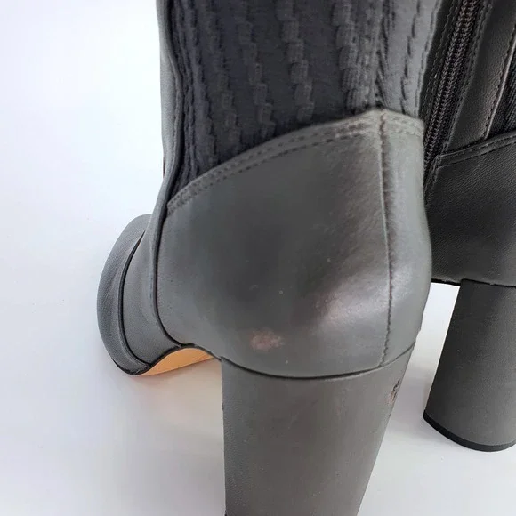 $240 Vince Camuto Majestie Over The Knee Boots Leather Knit Gray 9M Minimalist - Picture 9 of 13